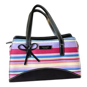 Kate Spade Striped Mini Bag/ Sachel With Bow Detail
